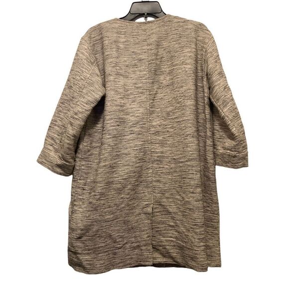 Eileen Fisher Ecru Tweed Round Neck Long Jacket - Picture 6 of 6